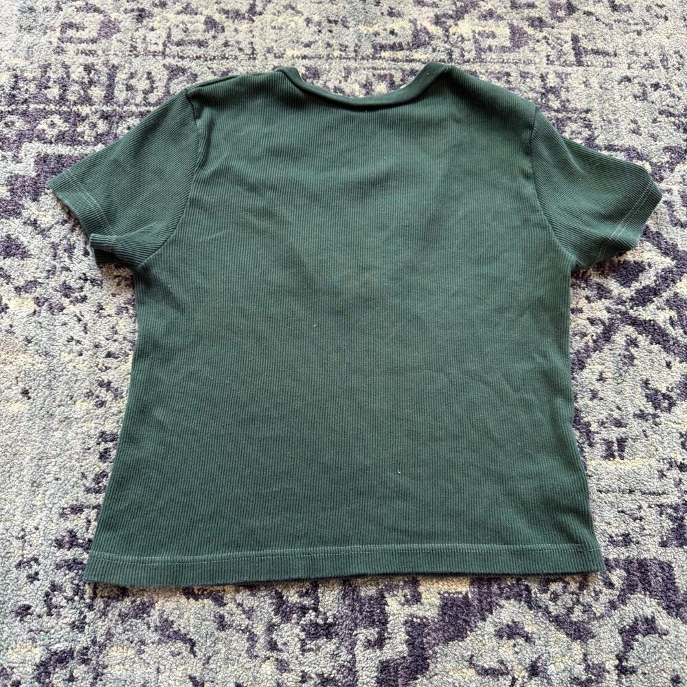 John Galt Green Ribbed V-Neck Crop Top Short Sleeve Brandy Melville- XS/S - Picture 6 of 6